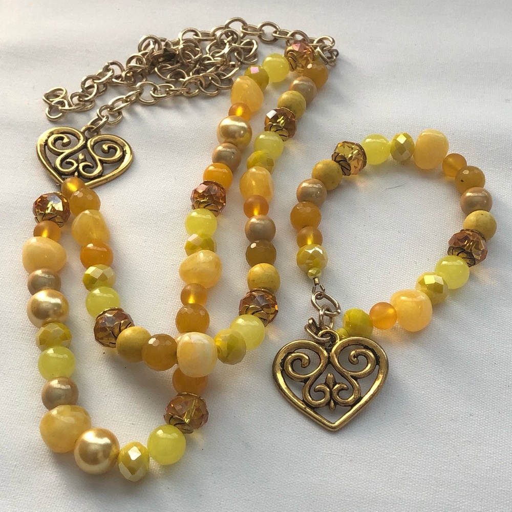 Attributed Chicos Gems Glass Necklace Bracelet Set